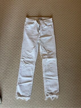 White Frayed Hem Skinny Jeans
